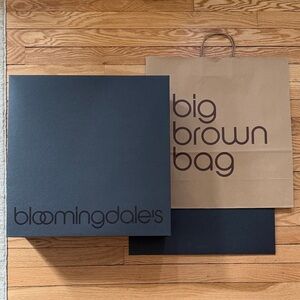 Bloomingdale's Big brown Bag 18”x19”x6”shopping & black gift box 18”x18”x7”